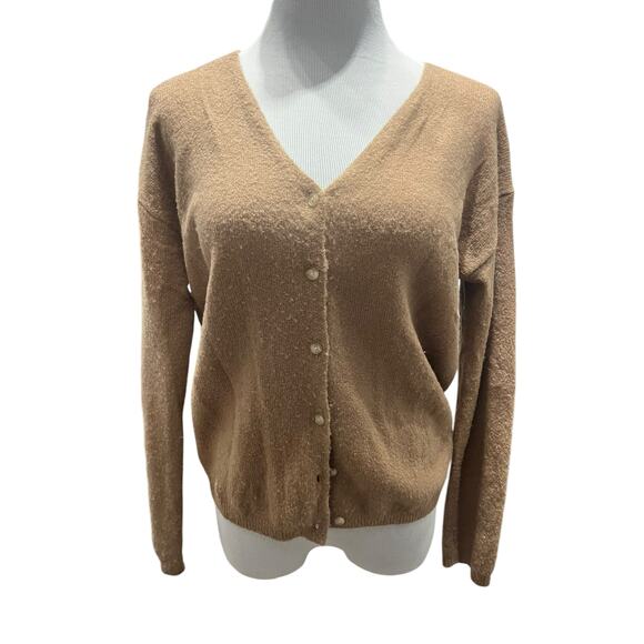The Group Babaton Brown Tan Wool Cashmere Blend Cardigan Sweater SIZE Medium - Picture 1 of 6